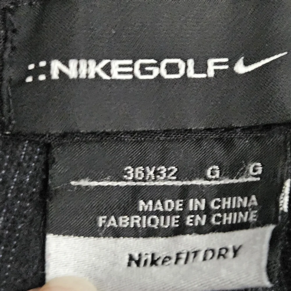 Nike Golf Fit Dry Pants Chino Pockets Black Gray Plaid Mens 36x32 Actual 36x28.5